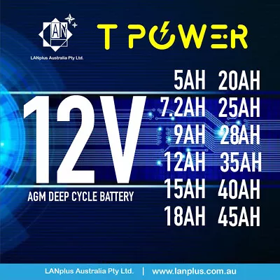 Tpower12v 5ah 7.2ah 9ah 12ah 15ah 18ah 20ah 25ah 28ah 35ah 40ah 45ah AGM Battery • $29.99