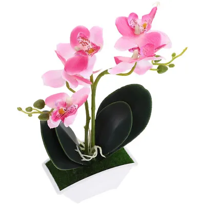Mini Orchid Table Plant Ornament Artificial Potted Plant For Bathroom Kitchen • £8.82