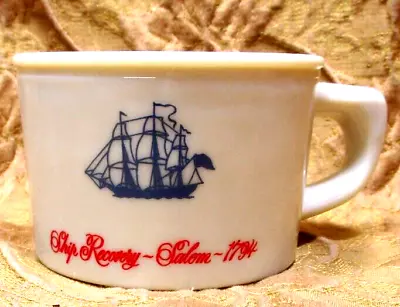 1 Vintage OLD SPICE Milk Glass Shaving Cream Mug W/Salem Ship Recovery 1794 • $12