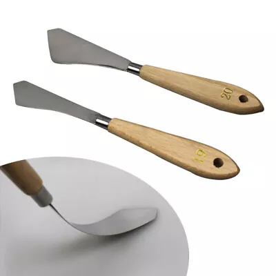 2Pcs/Pack Metal Palette Knife Wooden Handle Painting Mixing Knives Crafts Art • £6.35