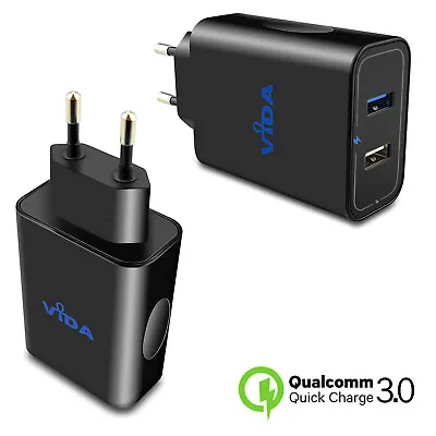 30W Fast Charging 2 Port Travel European Plug Mains Wall Charger QC3.0 For Phone • £15.87
