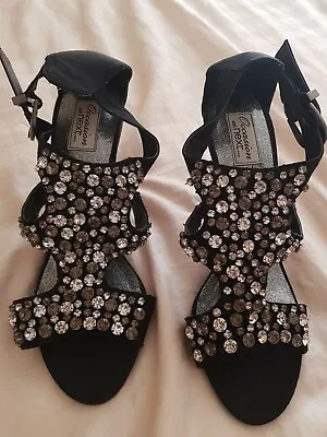 £24.99 • Buy NEXT Ladies Black SANDALS Shoes Size 6 Diamante Rhinestone Ankle Strap £45 NEW