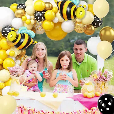 Honey Bee Party Decoration Yellow White Balloon Arch Kit Birthday Gender Reveal • £12.11