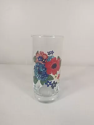 Pioneer Woman Dazzling Dahlias Floral 16 Oz Drinking Glass Red Blue Flowers • $10.99