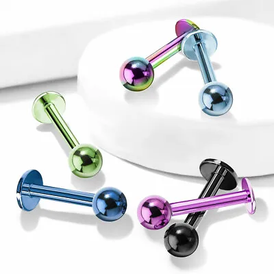 1pc Titanium Ion Plated Ball Labret 316L Surgical Steel Monroe Stud Lip Ring • $7.50