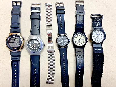 Watch Lot: Swatch Diver Casio Digital  Lorus Lumibrite Timex Sport Ellesse Diver • $19.99