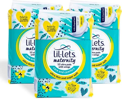 £8.88 • Buy Lil-Lets Maternity Ultra Thin Long Pads With Wings, Perfect For 3+ Weeks Post 12