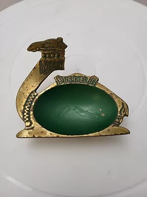 $21.99 • Buy MCM CAMEL Brass Metal Ashtray Enamel Green Trinket Dish Made In Hakuli Israel