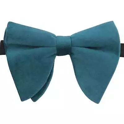 Teal Plain Velvet Mens Pre-Tied Butterfly Bow Tie Pocket Square By DQT • £7.99