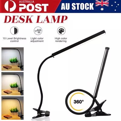 Modern Clip On LED Desk Lamp Eye Care USB Power Dimmable Light Adjustable Clamp • $15.29