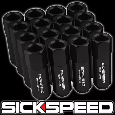 Sickspeed 16 Pc Black 60mm Aluminum Lug Nuts Lugs For Wheels/rims 12x1.5 L16 • $30.50