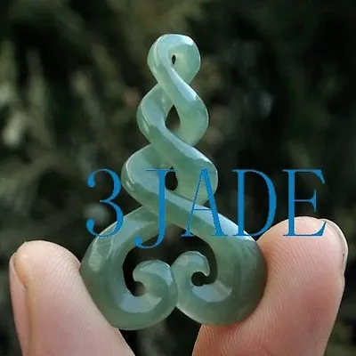 Natural Nephrite Jade Triple Twist Pendant NZ Maori Style Carving / Art  • $19.99