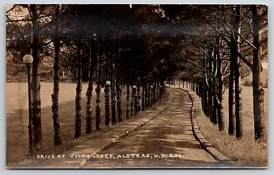 Alstead New Hampshire~Vilas Lodge Drive~Lined With Trees~c1910 RPPC • $14