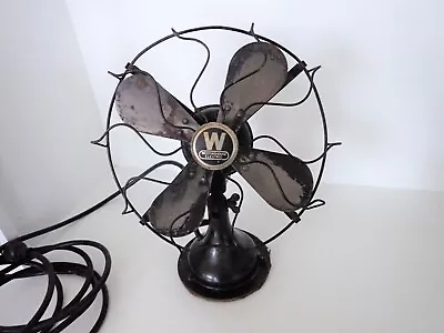 Vintage Black Metal Rare 10  Westinghouse Electric Desk Table Fan 241853B As Is • $110