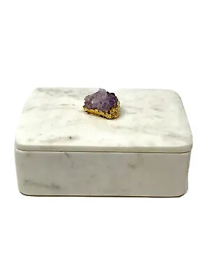 ZARD Marble Jewelry Treasure Box With Natural Amethyst Gemstone Accent  • $65
