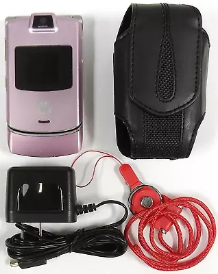 Motorola RAZR V3m - Pink And Silver ( Verizon ) Very Rare Flip Phone - Bundled • $93.49