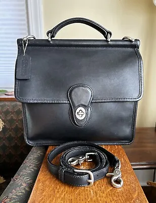 VINTAGE Coach Willis Legacy Bag 9927 Black Leather Nickel Hardware • $269