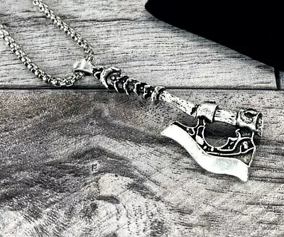 DA Men's Viking Celtic Norse Axe Pendant Rope Link Chain Necklace • $8