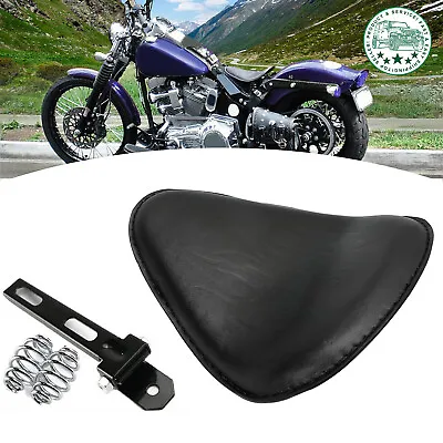 Motorcycle Solo Seat + 3  Spring Bracket Kit For Harley Chopper Bobber Sportster • $26.39