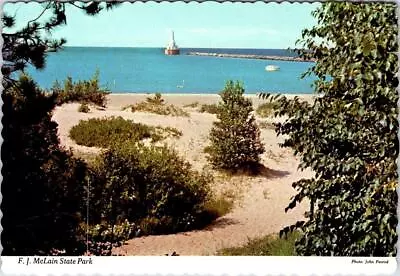 Hancock MI Michigan F.J. MCLAIN STATE PARK  Beach~Boat~Lighthouse  4X6 Postcard • $5.94