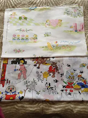 2 Pieces Vintage Nursery Fabric - Kittens/nursery Rhymes • £4