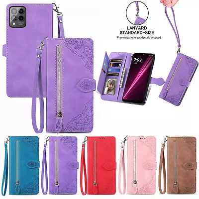 For T-Mobile Revvl V+/6 Pro 6 5G Flip Leather Wallet Stand Case With Wrist Strap • $12.89