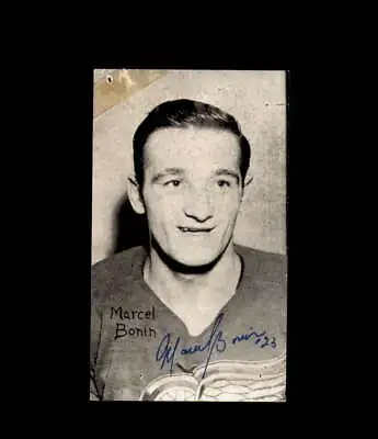 Marcel Bonin Signed JD McCarthy Vintage Postcard 1950`s 60`s Detroit Red Wings A • $15