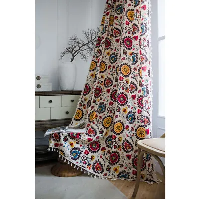 Boho Curtain Living Room Curtain Window Screen Treatmant Drape Home Decor • £19.01