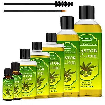 100% Pure Organic Castor Oil For Eyelashes Eyebrows Hair Growth Cold Pressed • £3.99