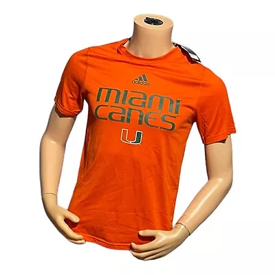 Adidas Mens NCAA Miami Hurricanes Orange Tee Shirt Size Small New • $22