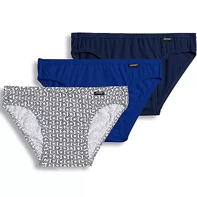 3 Pack Mens Jockey Elance Bikini Brief Low Rise Discontinued Pattern NEW Sz Lrg • $17.95