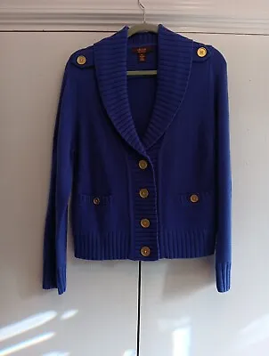 Victor By Victor Alfaro Sweater Womens PL Purple Shawl Collar Gold Buttons ~NWT • $24.95