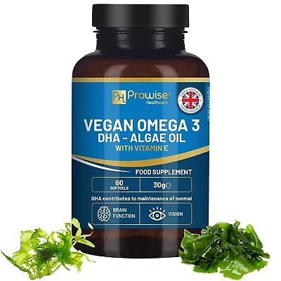 Prowise Vegan Omega-3 DHA From Algae Oil | 60 Softgels With Vitamin E | 400mg • £9.99