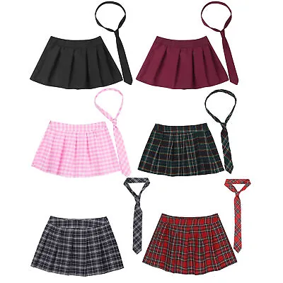 £16.31 • Buy Women Mini Plaid Skirt Pleated Schoolgirl Short Micro Dress Costume Cosplay