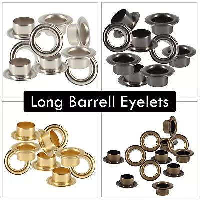 100pcs Long Barrel Eyelets Grommet With Washer 4mm 5mm 6mm 8mm 10mm 12mm 14mm • £6.99