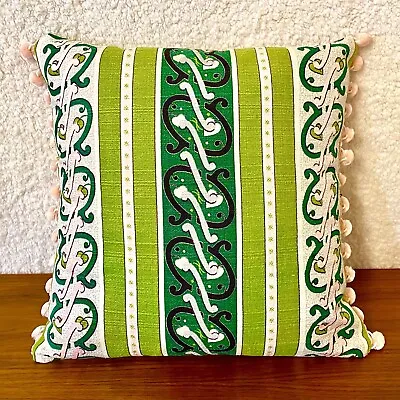 ART DECO Barkcloth Pillow Cover Genuine Vintage True Handmade Formal Striped • $68