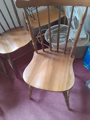 4 Solid Oak Dining Chairs • £35