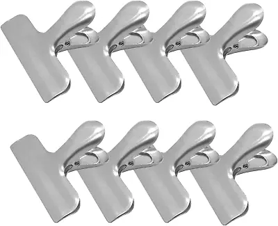 8 Pack Metal Chip Clips 3 Inch Wide Stainless Steel Heavy Duty Food Bag Clips • $11.66