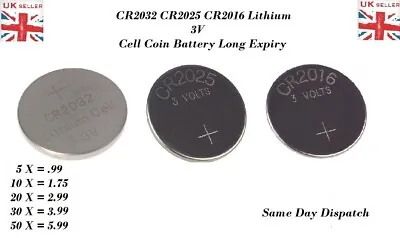 CR2032 CR2025 CR2016 3 Volt Lithium Powered Coin Batteries 2032 Choose UR Coins  • £1.75