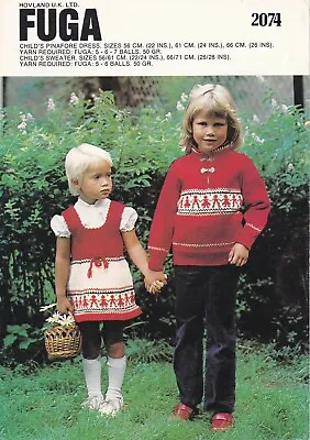 Fuga 2074 Fairisle Nordic Icelandic Knitting Pattern Children Sweater Dress • £2