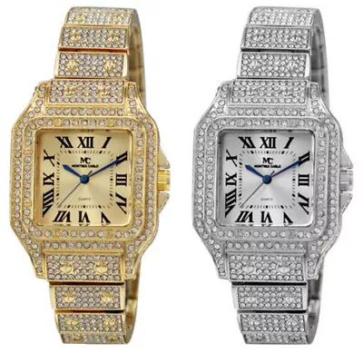 47mm Montres Carlo Men's Hip Hop Rapper Luxury 1.4k Stones Clubbing Wrist Watch  • $24.30