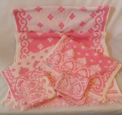 Vintage Monticello By Cannon 100% Cotton Pink Towel Set With Fringe - 6 Pieces • $27