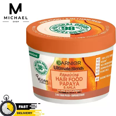 Best Garnier Ultimate Blend Hair Food Papaya 3-in-1 Damaged Mask Treatment 400ml • £6.03