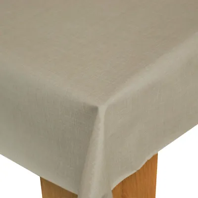 Linen Look Natural PVC Vinyl Wipe Clean Oilcloth Tablecloth • £8.49