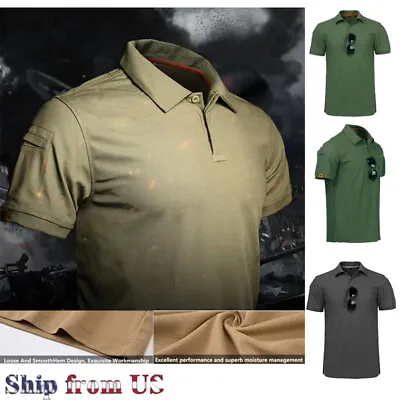 Tactical Mens Shirts Work Golf Combat Casual T Short Sleeve Quick Dry Shirt US • $12