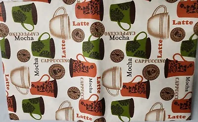 FLANNEL BACK VINYL TABLECLOTH 52  X 104  (8-10 Ppl) COFFEE TYPES By AP • $17.99