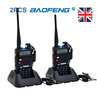 1/2x Baofeng UV-5R Walkie Talkies 128CH 2 Way Radio Tri-band UHF 400-520MHz 5KM • £24.71