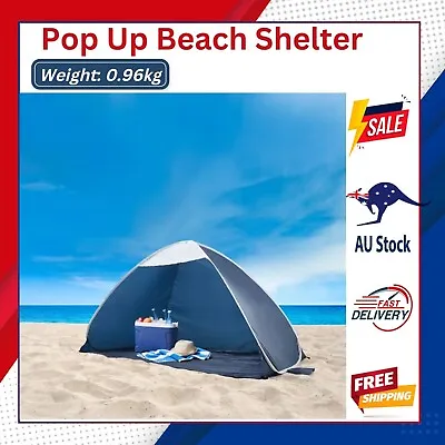 $29.99 • Buy Pop Up Beach Shelter UV50 Camping Hiking Shade Tent W Carry Bag Pegs Sandbags