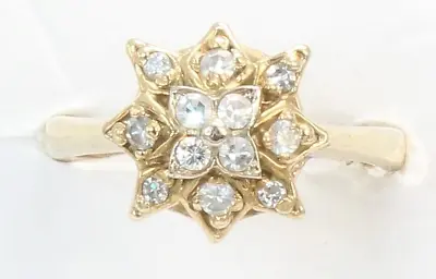 + Vintage 4.2g 14k Gold Natural 12 Diamonds Ladies Starburst Star Ring Size 6 • $489