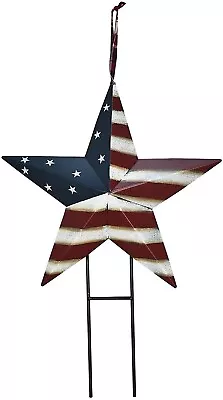 Metal Barn Stars Garden Stake Hanging Star Ornament American Flag Yard Sign USA  • $17.99